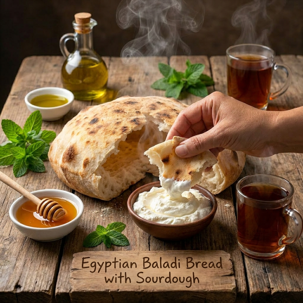 Baladi bread ready for family meals